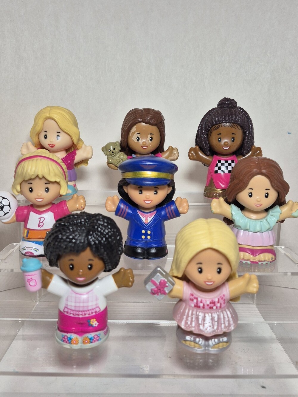 Fisher Price Little People Barbie Figures Lot Of 8 Vet Pilot